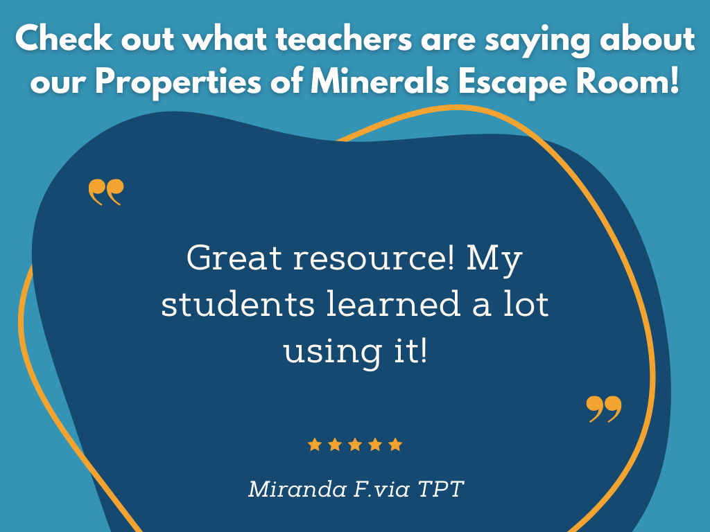 Properties of Minerals Escape Room - 6th 7th 8th Grade Science Review Activity