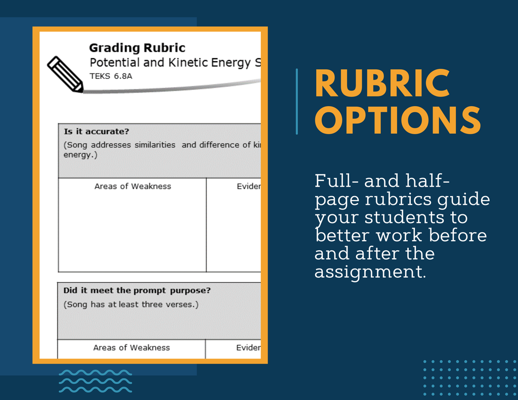 Writing Prompts - Potential & Kinetic Energy - MS 6-8