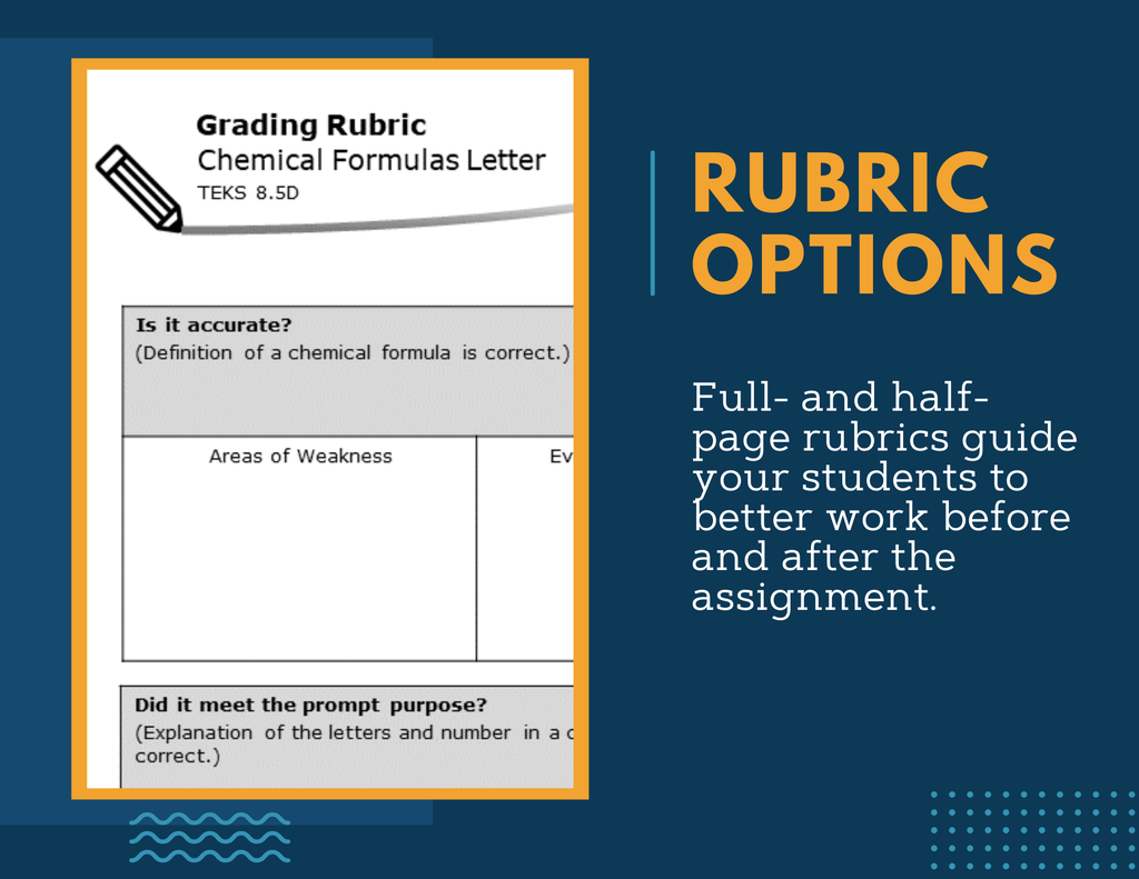 Writing Prompts - Chemical Formulas - MS 6-8