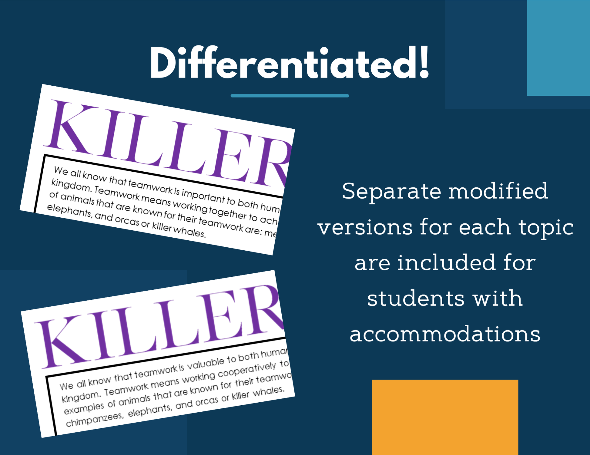 MS 6th 7th 8th Science Reading Comprehension Passages - Killer Whales
