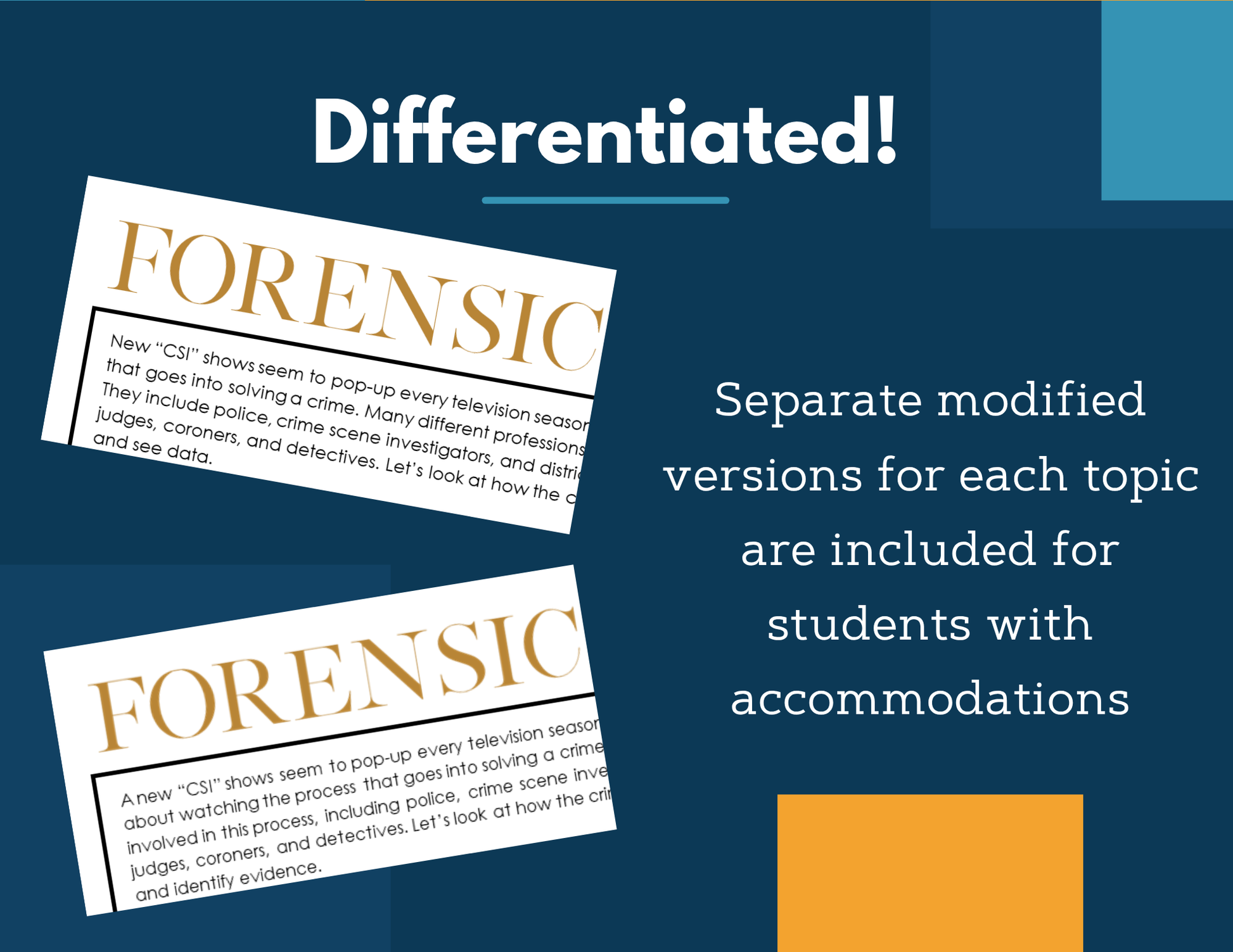 MS 6th 7th 8th Science Reading Comprehension Passages - Forensic Science