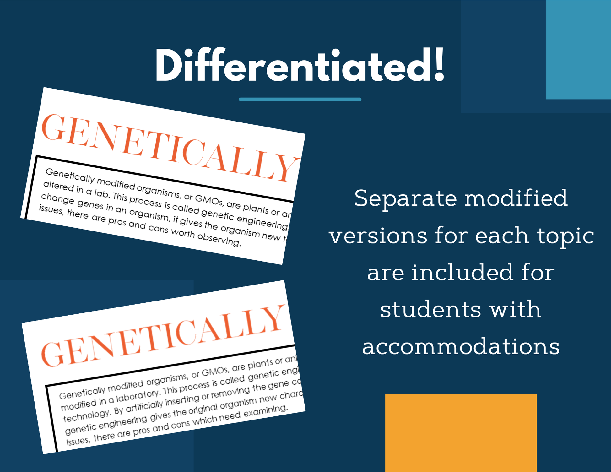 MS 6th 7th 8th Science Reading Comprehension Passages - Genetically Modified