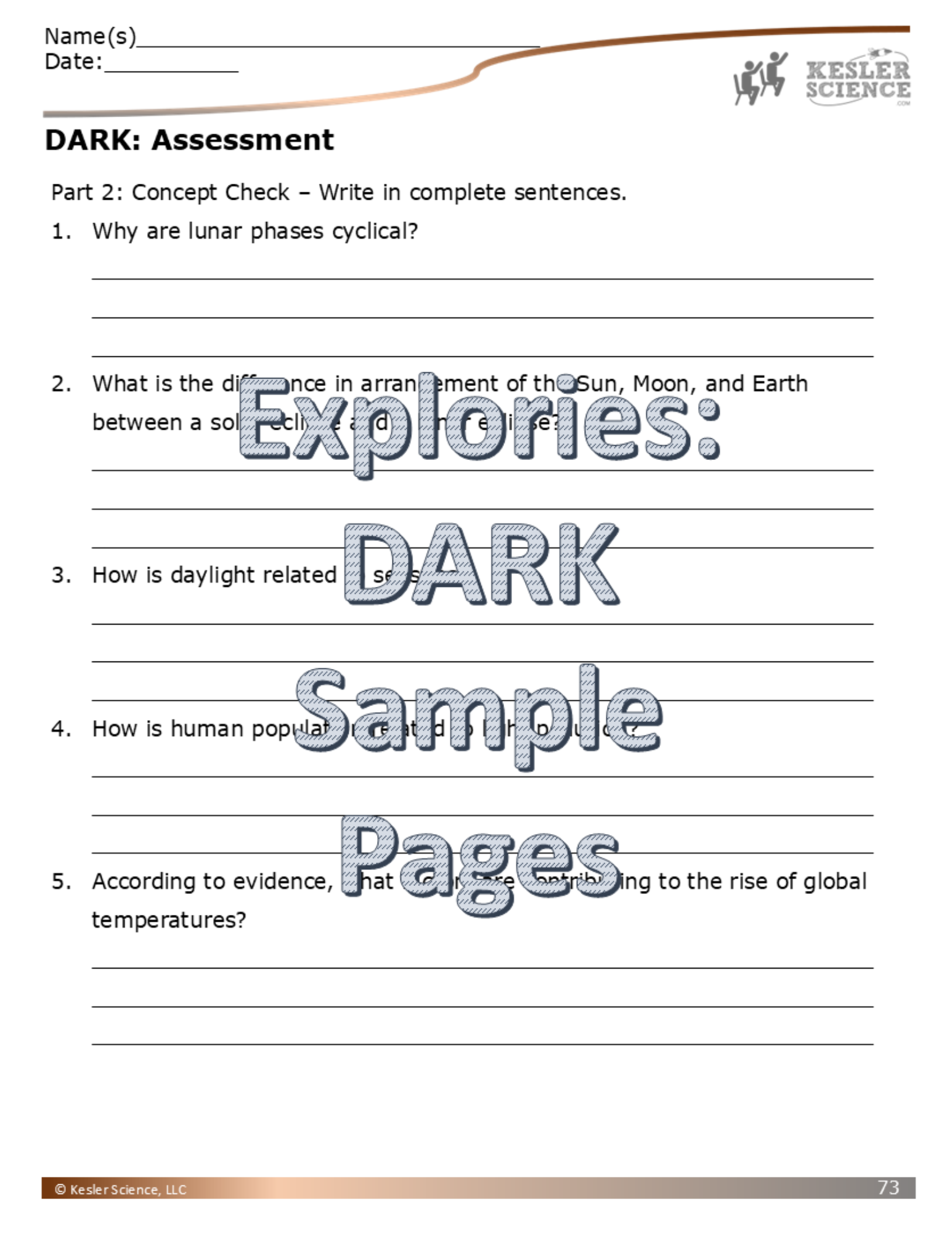 Explories: DARK - an NGSS Unit on the Sky (Core Materials Only) - Grades 6-8