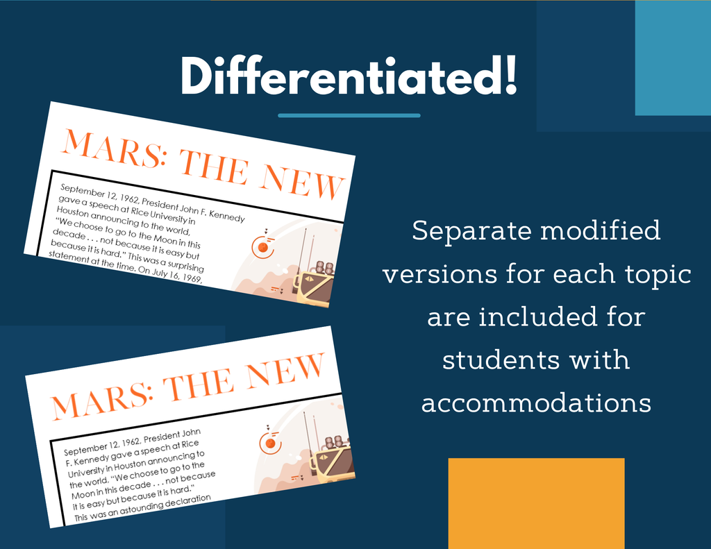 MS 6th 7th 8th Science Reading Comprehension Passages - Mars the New Frontier