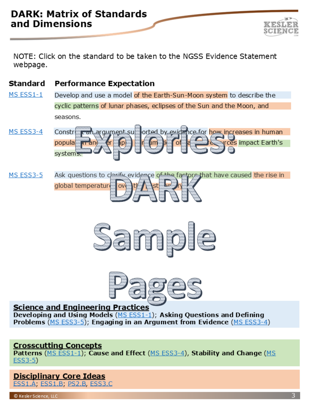 Explories: DARK - an NGSS Unit on the Sky (Core Materials Only) - Grades 6-8