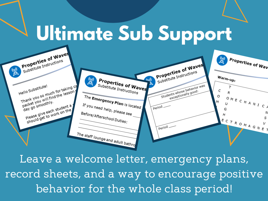 MS 6th 7th 8th - Properties of Waves - Sub Plans