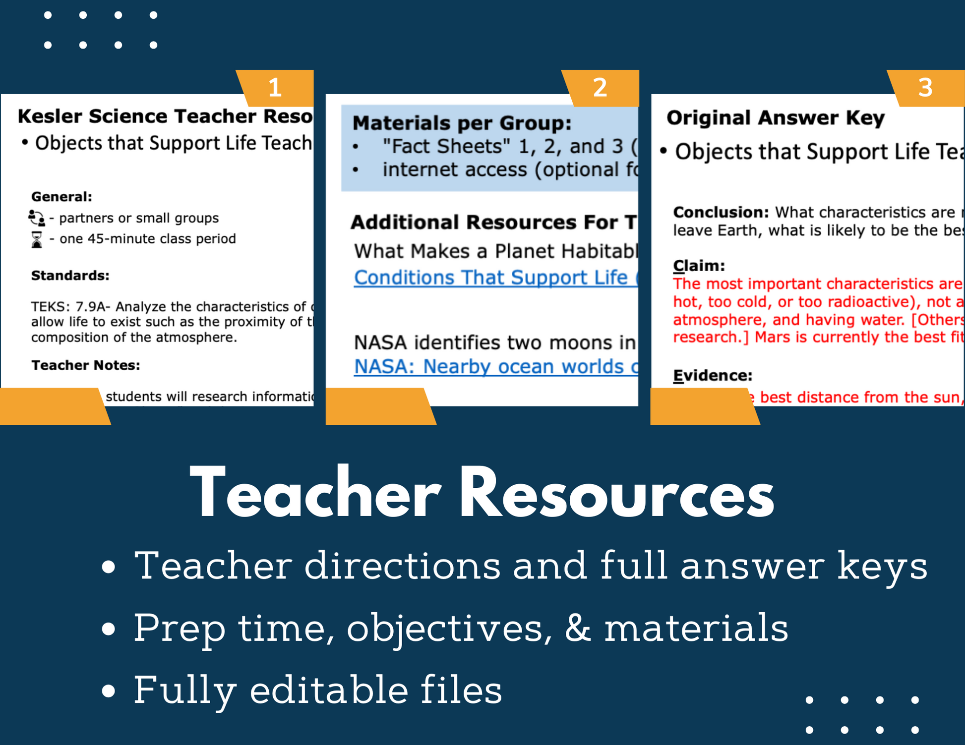 Objects That Support Life Inquiry Lab - MS 6-8 Science TEKS