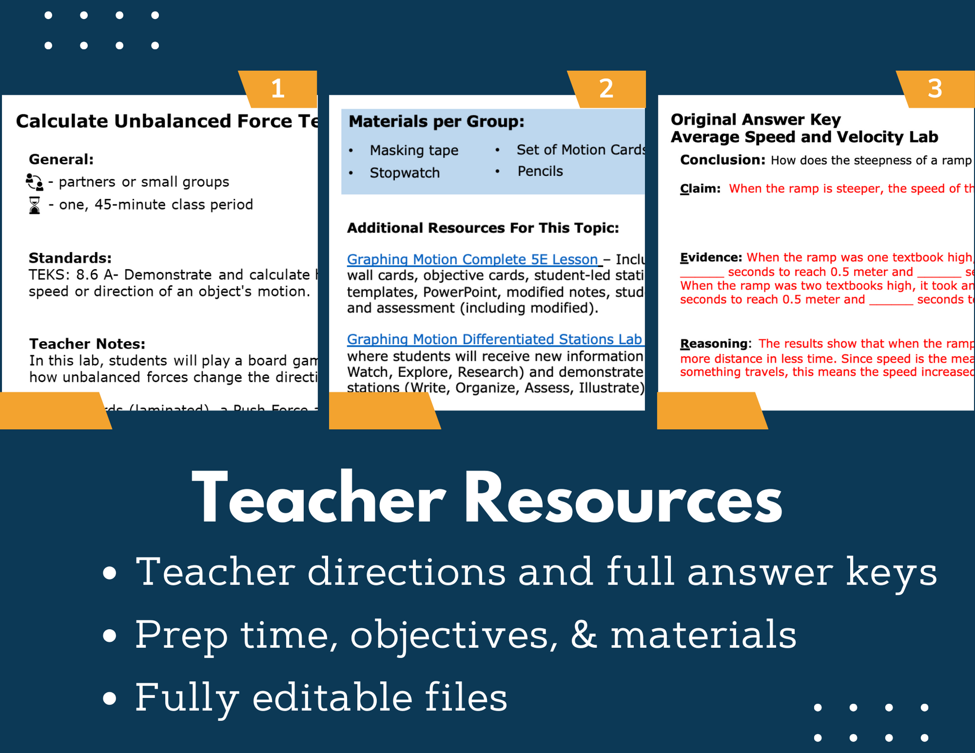 Force & Motion Bundle - Print Inquiry Labs with CER - Grades 6-8
