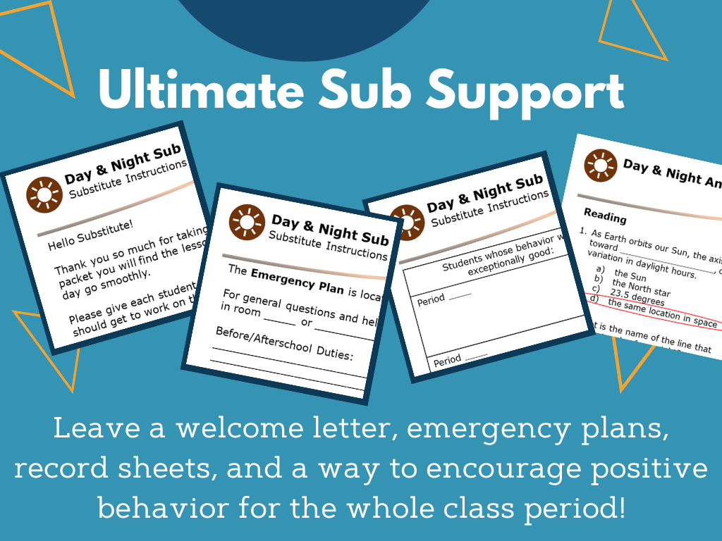 MS 6th 7th 8th - Day and Night - Sub Plans