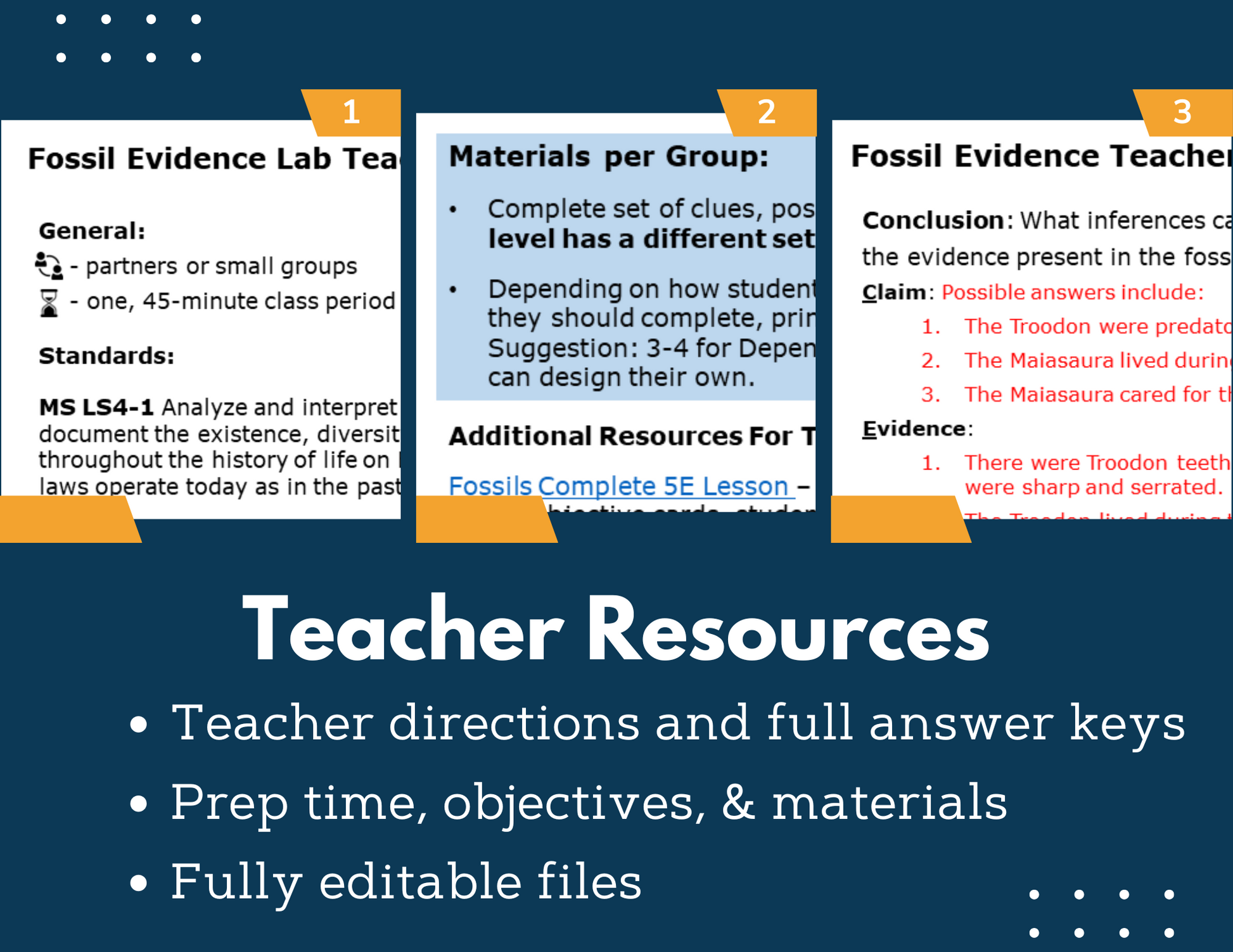 Fossil Evidence Inquiry Lab - NGSS MS LS4-1