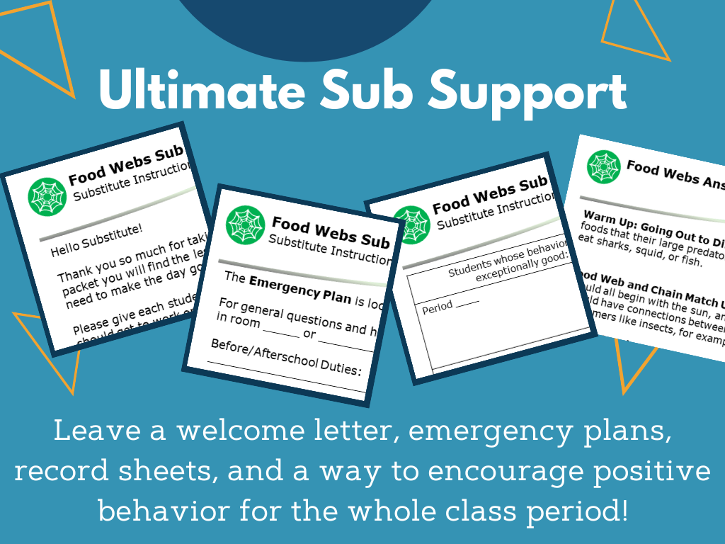 MS 6th 7th 8th - Food Webs - Sub Plans