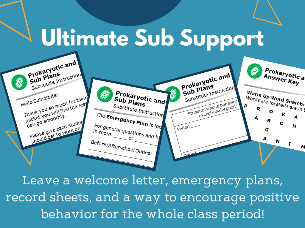 MS 6th 7th 8th - Prokaryotic and Eukaryotic Cells - Sub Plans