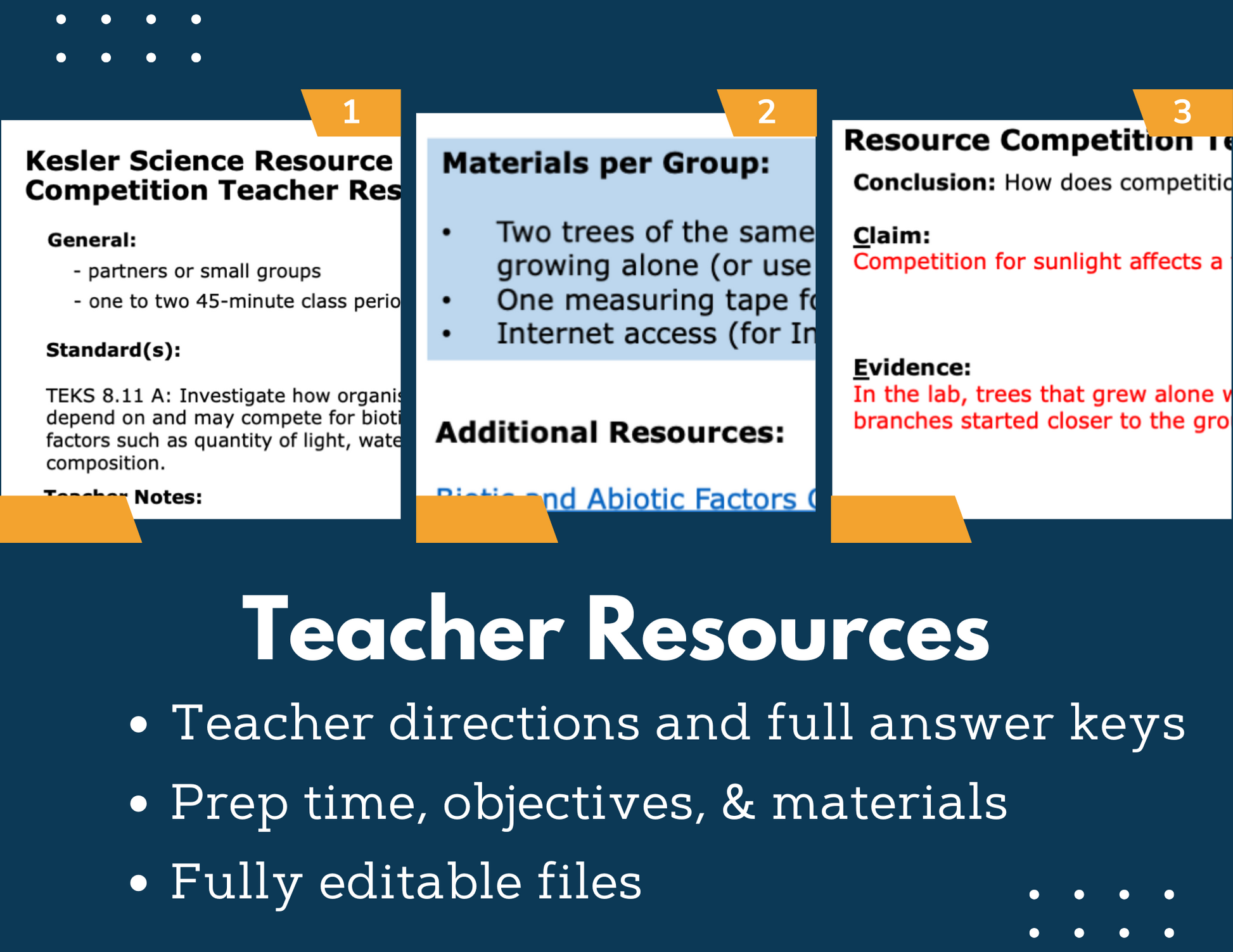 Competition for Resources Inquiry Lab - MS 6-8 Science TEKS