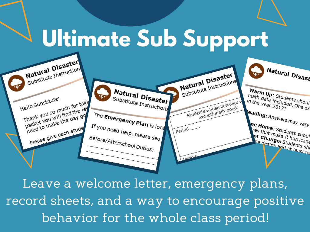 MS 6th 7th 8th - Natural Disasters - Sub Plans