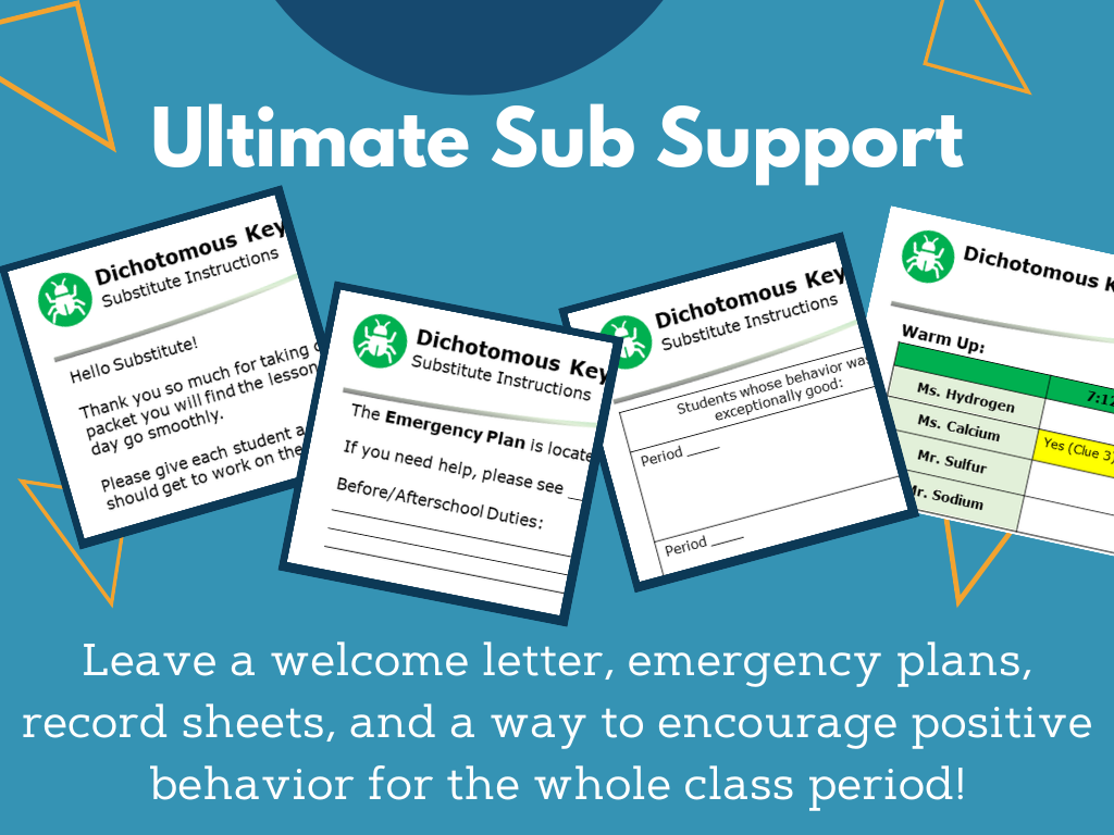 MS 6th 7th 8th - Dichotomous Keys - Sub Plans