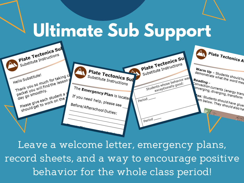 MS 6th 7th 8th - Plate Tectonics - Sub Plans