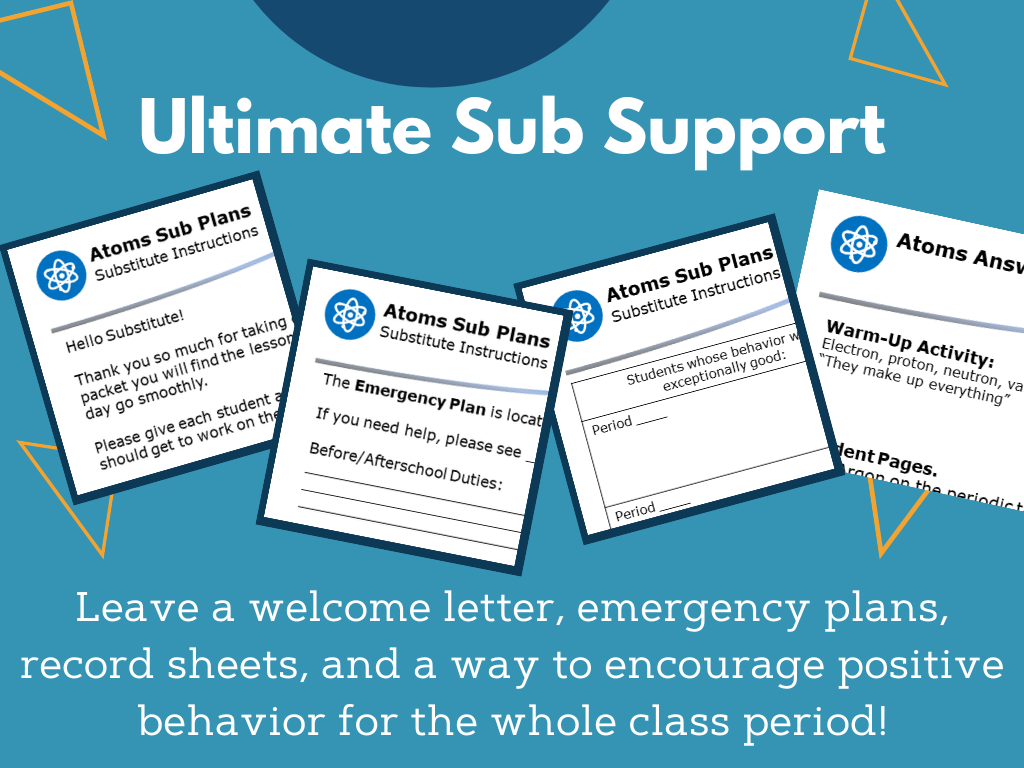 MS 6th 7th 8th - Atoms - Sub Plans