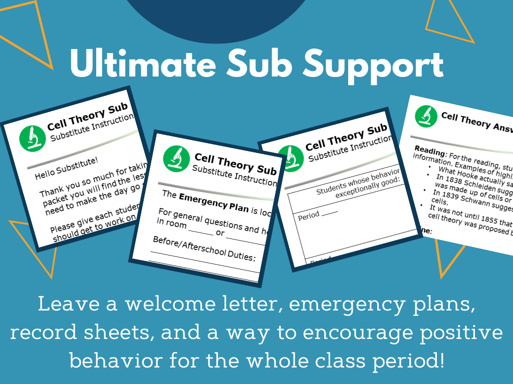 MS 6th 7th 8th Cell Theory - Sub Plans