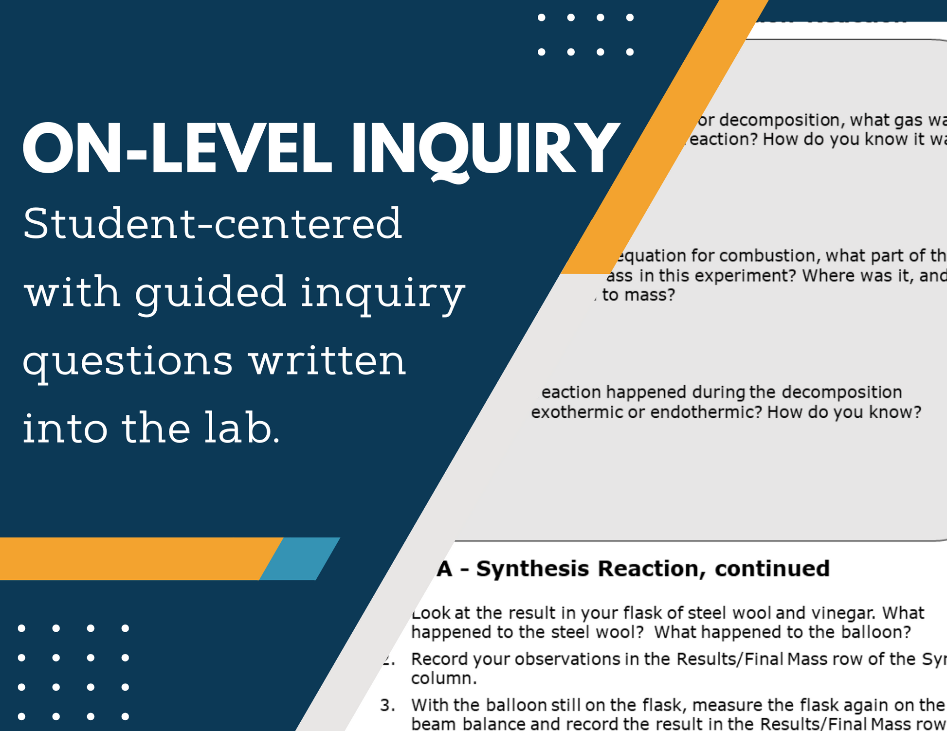 Chemical Reactions and Mass Inquiry Lab - MS 6-8 Science