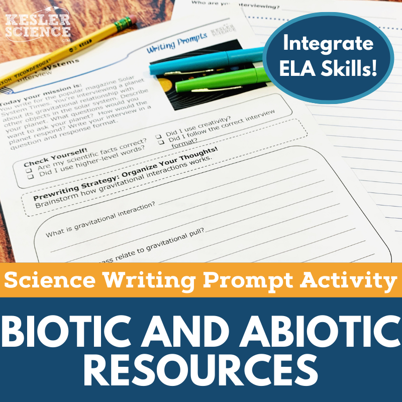 Writing Prompts - Biotic & Abiotic Resources - MS 6-8