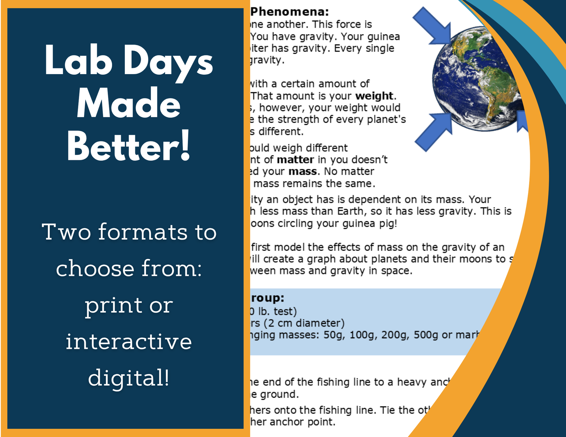 Gravitational Interactions Digital Inquiry Lab - NGSS MS PS2-4