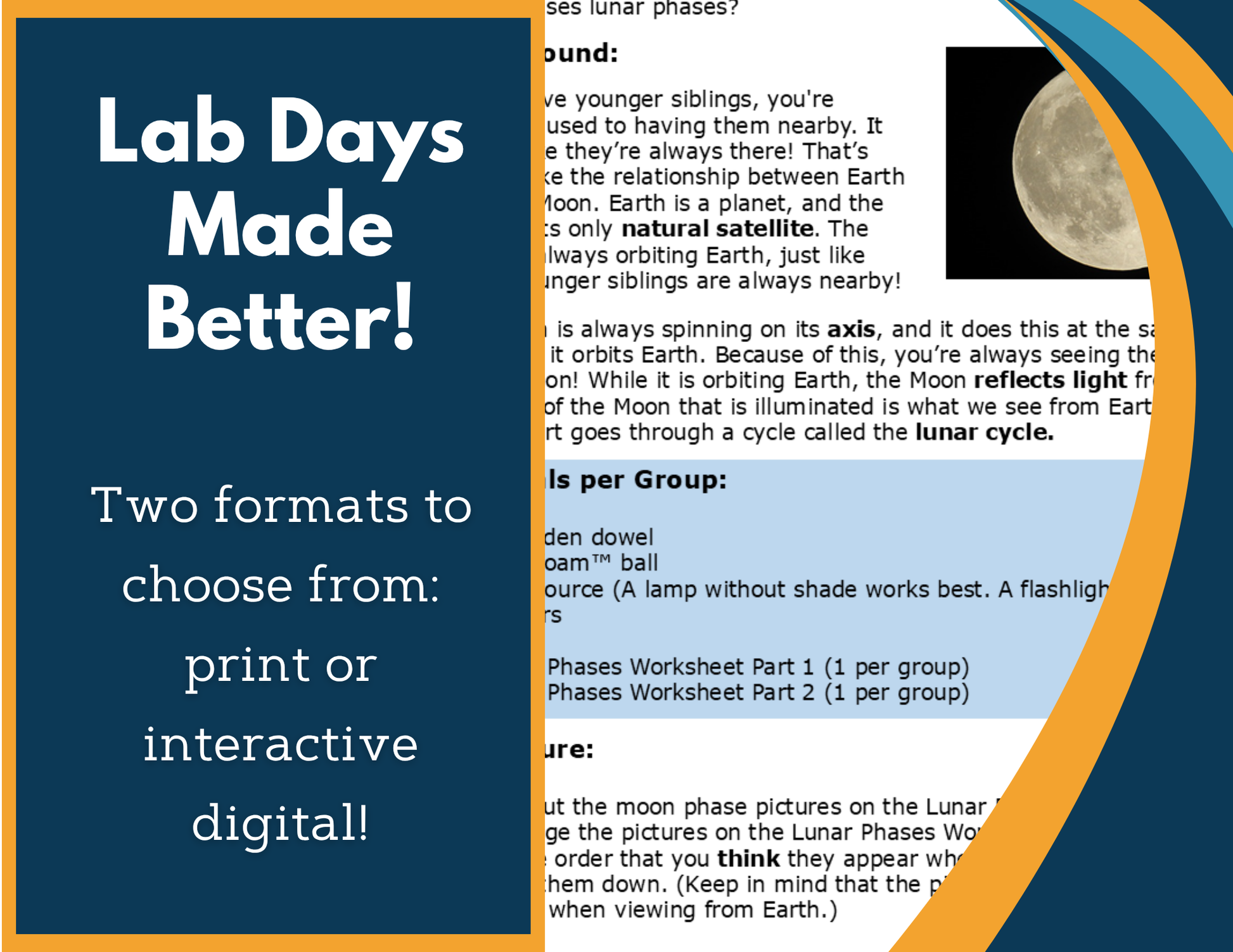 Earth Sun Moon - Lunar Cycle Digital Inquiry Lab - NGSS MS ESS1-1