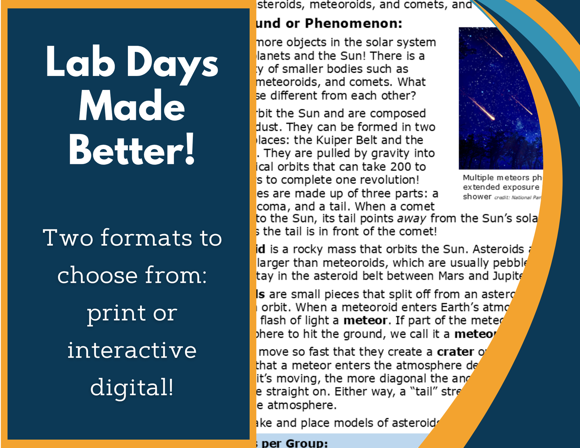Asteroids, Meteors, & Comets Digital Inquiry Lab - MS 6-8