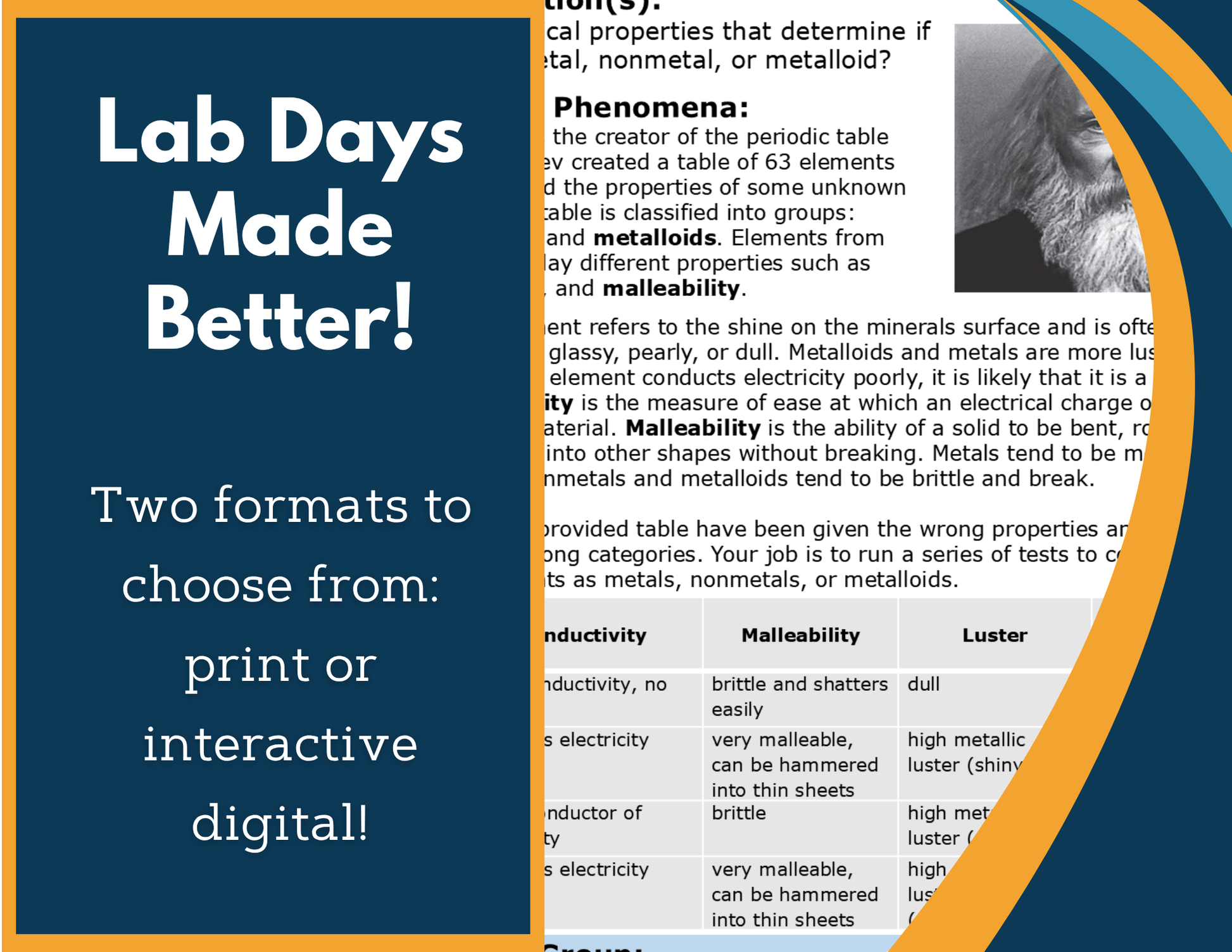 Metals, Nonmetals, & Metalloids Digital Inquiry Lab - MS 6-8