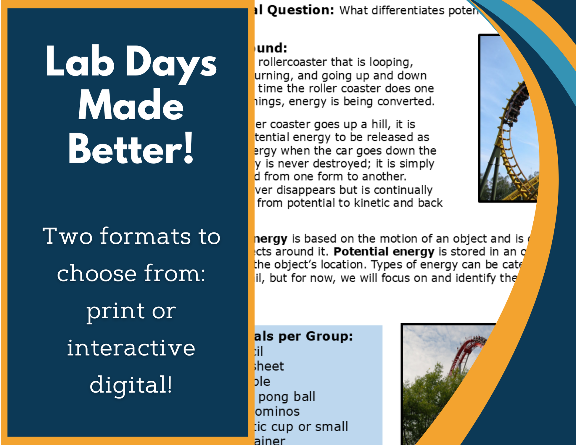 Potential & Kinetic Energy Digital Inquiry Lab - MS 6-8