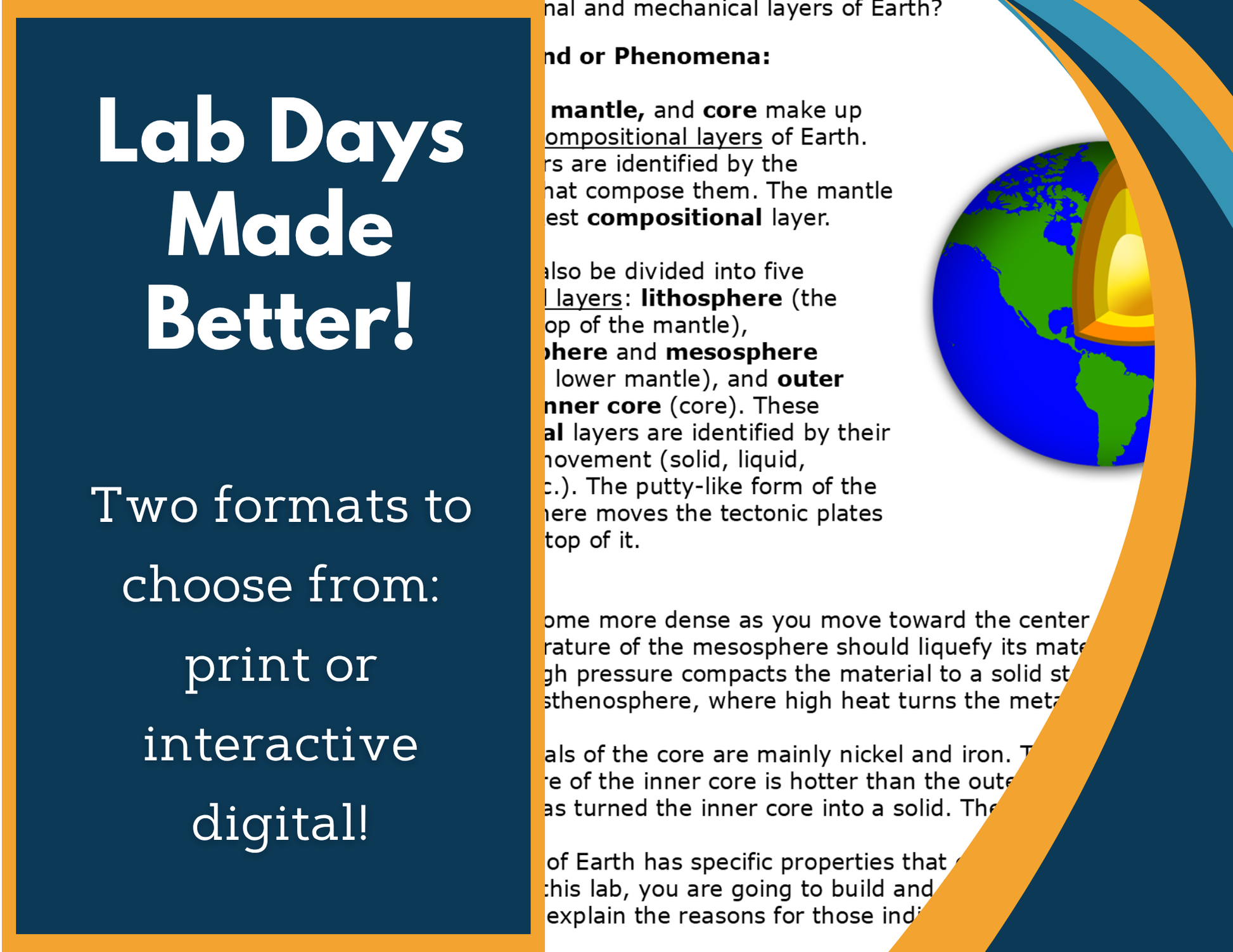 Earth's Layers Digital Inquiry Lab - MS 6-8