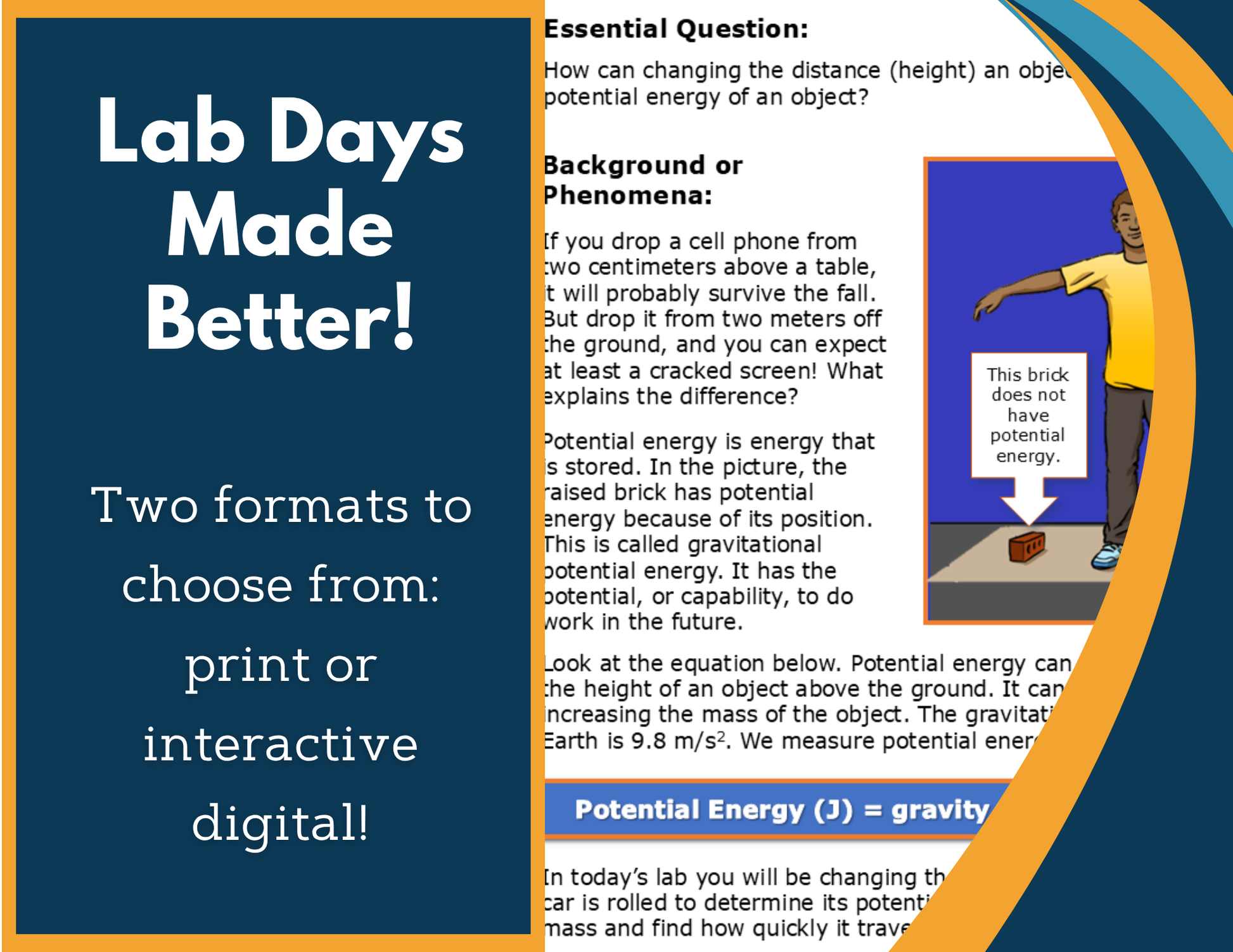 Distance & Potential Energy Digital Inquiry Lab - NGSS MS PS3-2
