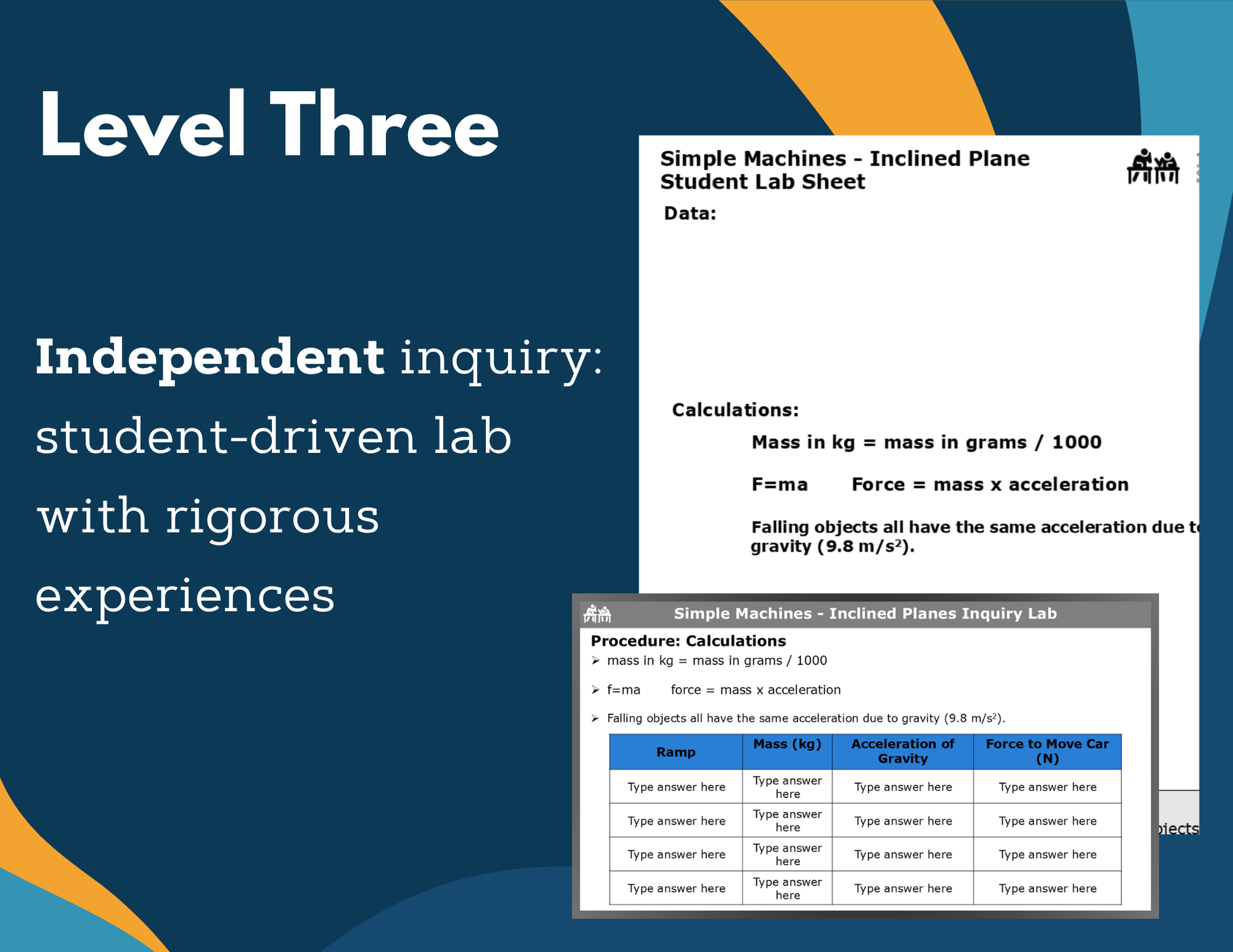 Simple Machines, Inclined Planes Digital Inquiry Lab - MS 6-8