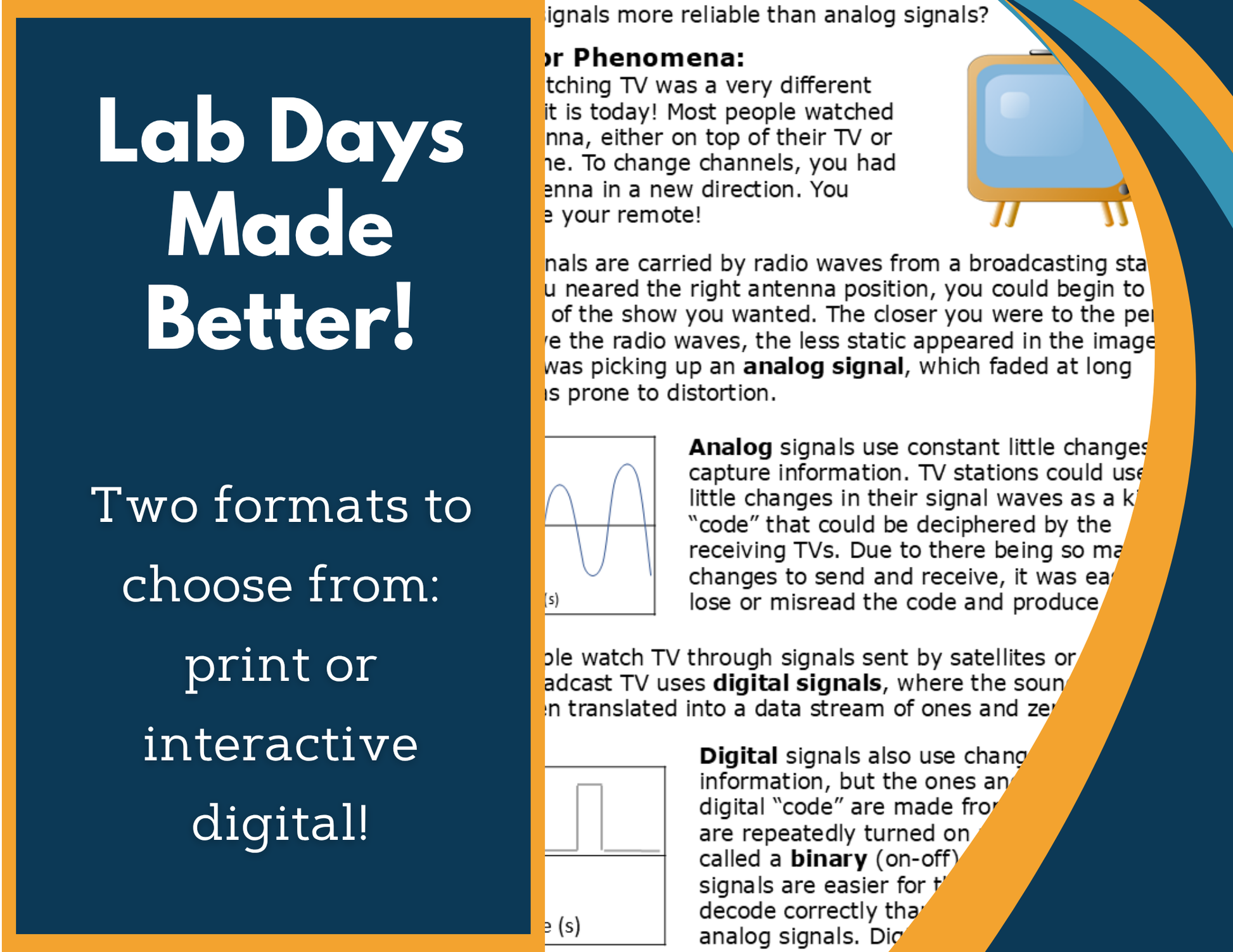 Digital vs Analog Signals Inquiry Lab - NGSS MS PS4-3