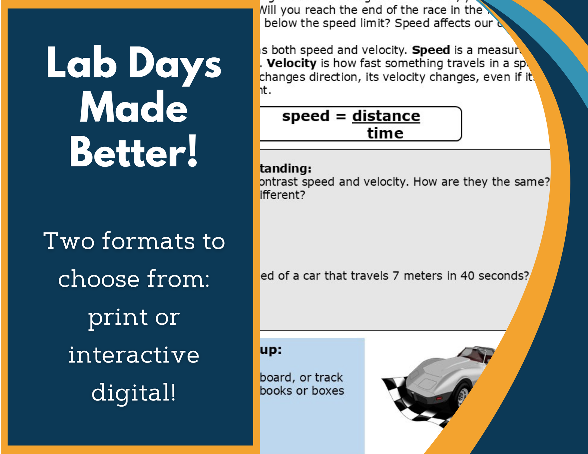 Speed, Velocity, Acceleration Digital Inquiry Lab - MS 6-8