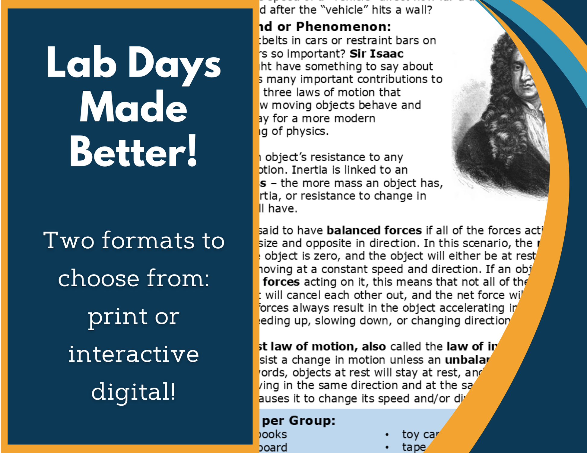 Newton's First Law Digital Inquiry Lab - MS 6-8