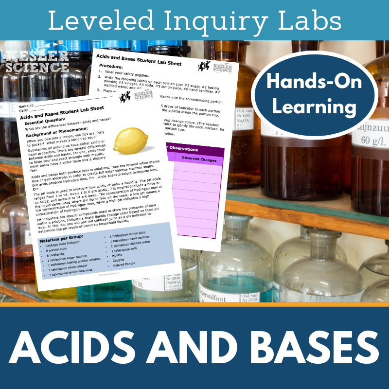 Acids and Bases Inquiry Lab - MS 6-8 Science