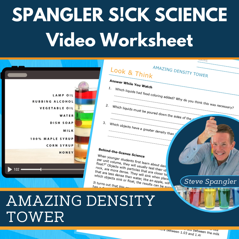 Amazing Density Tower - Spangler Video Worksheets with CER
