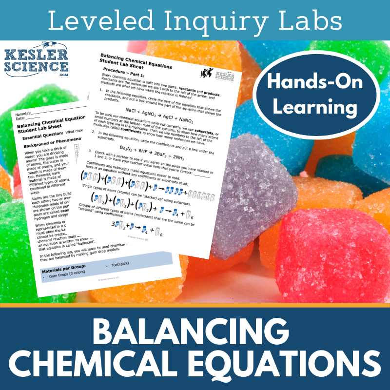 Balancing Chemical Equations Inquiry Lab - MS 6-8 Science