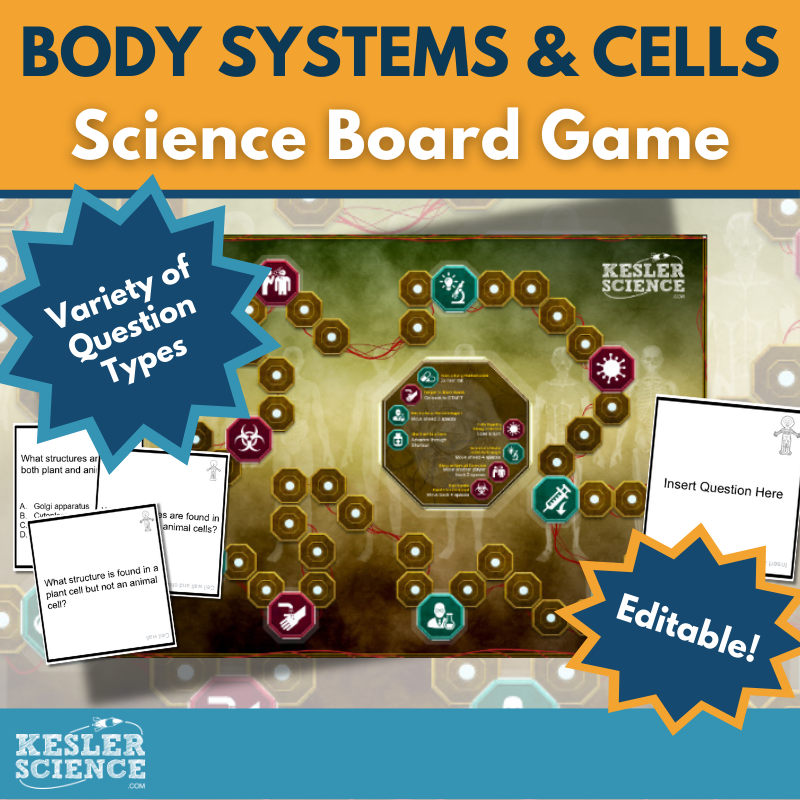 Body Systems & Cells-themed Board Game & Cards with Differentiated Card Sets - MS 6-8