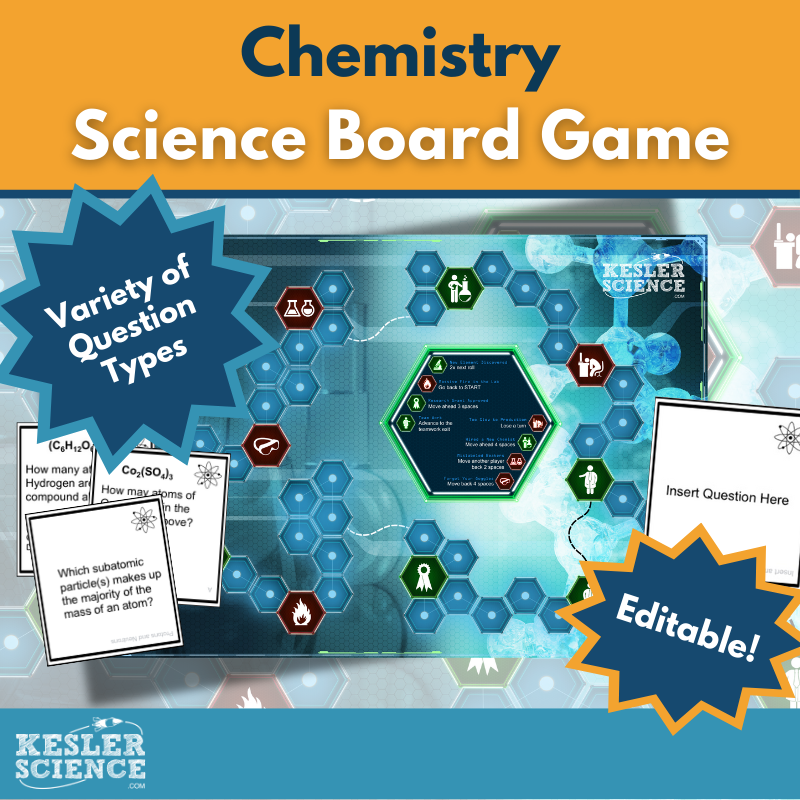 Chemistry-themed Board Game & Cards with Differentiated Card Sets - MS 6-8