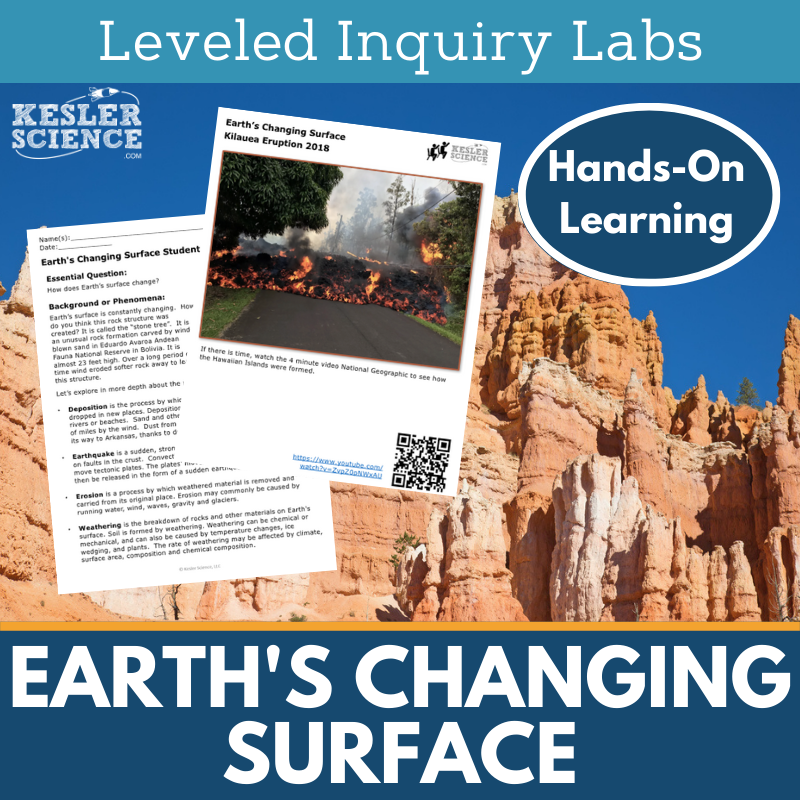 Earth's Changing Surface Inquiry Lab - NGSS MS ESS2-2