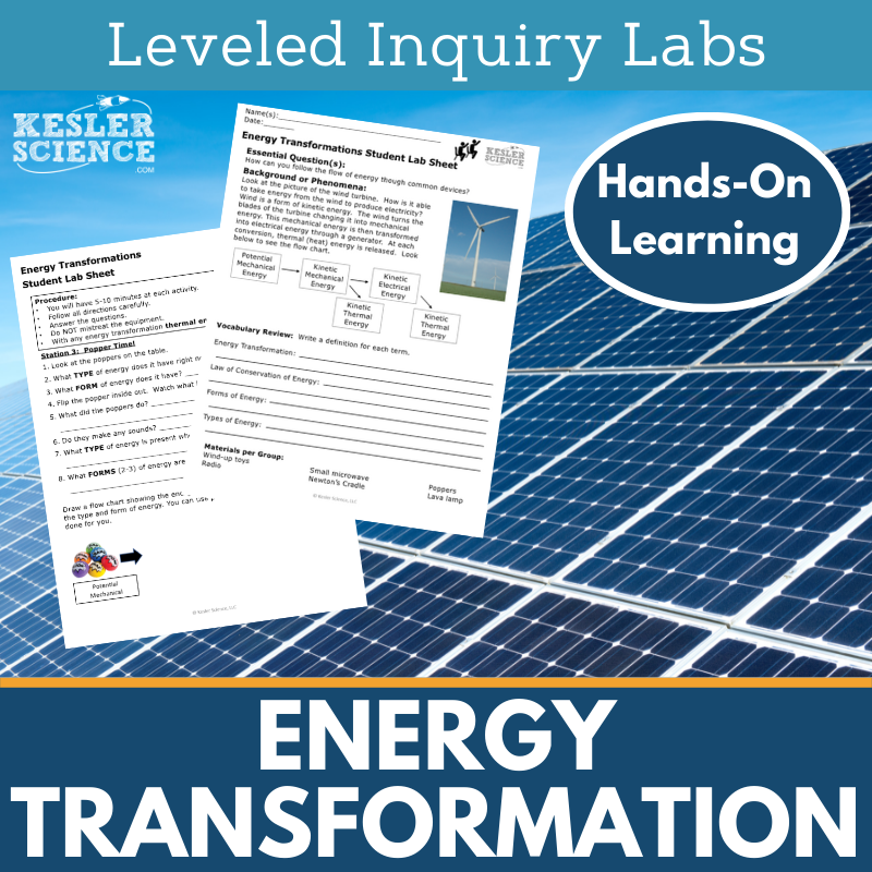 Energy Transformations Inquiry Lab - MS 6-8 Science TEKS