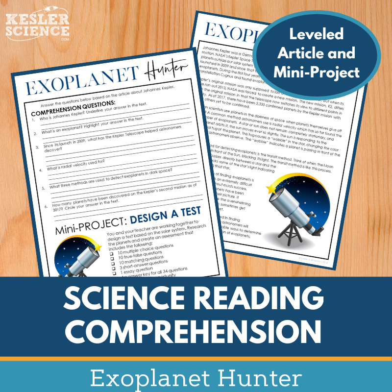 MS 6th 7th 8th Science Reading Comprehension Passages - Exoplanet Hunter