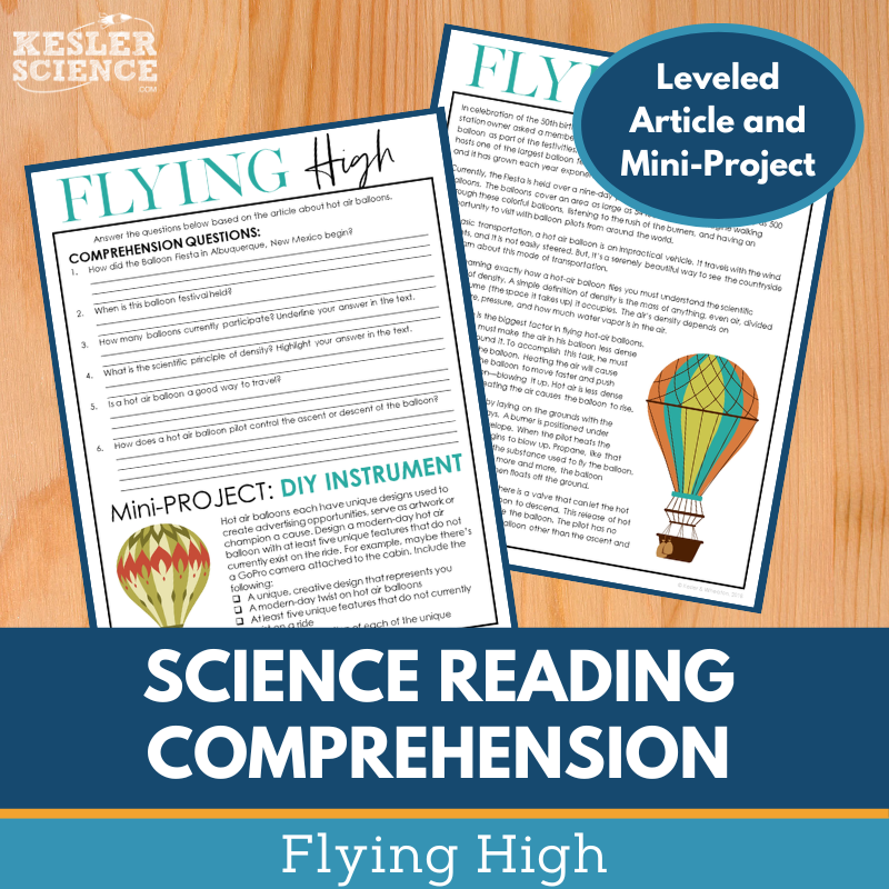 MS 6th 7th 8th Science Reading Comprehension Passages - Flying High