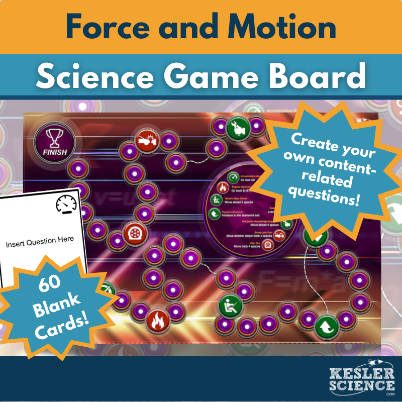 Force & Motion-themed Game Board with Editable Cards
