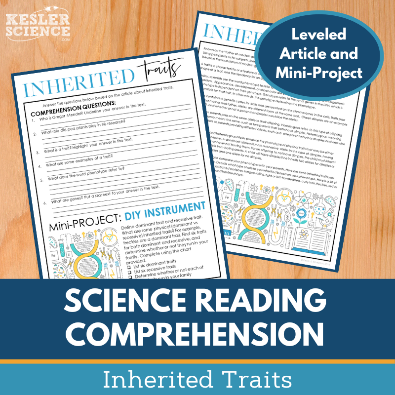 MS 6th 7th 8th Science Reading Comprehension Passages - Inherited Traits