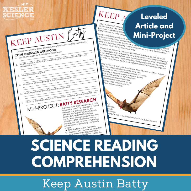 MS 6th 7th 8th Science Reading Comprehension Passages - Keep Austin Batty