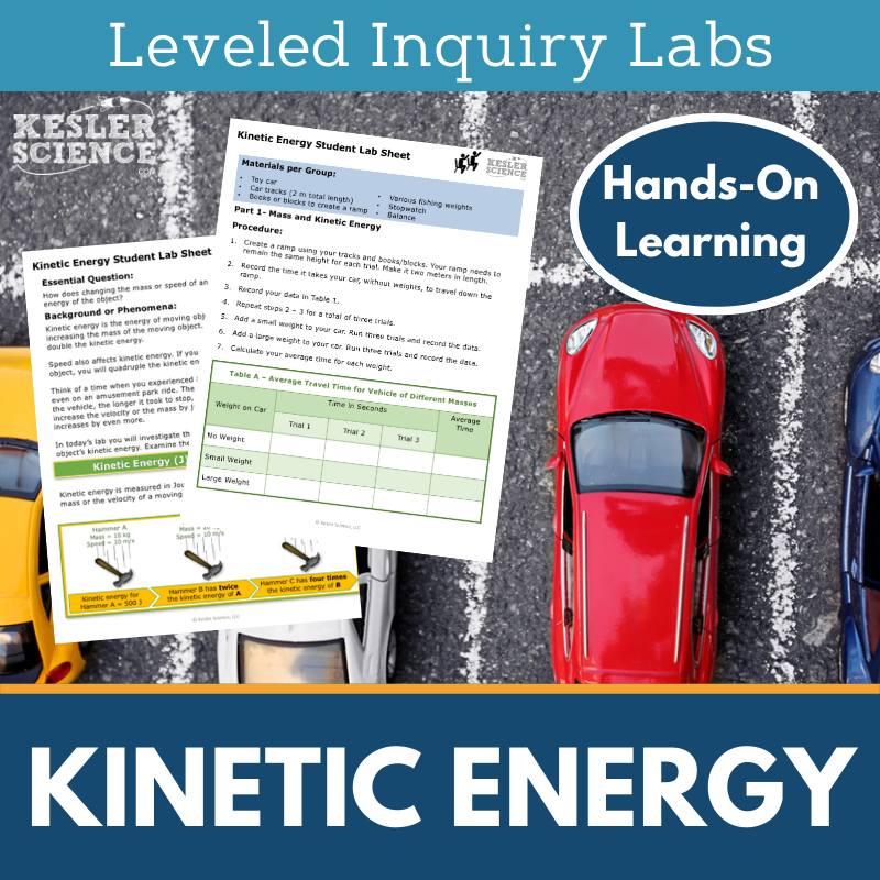 Kinetic Energy Inquiry Lab - NGSS MS PS3-1