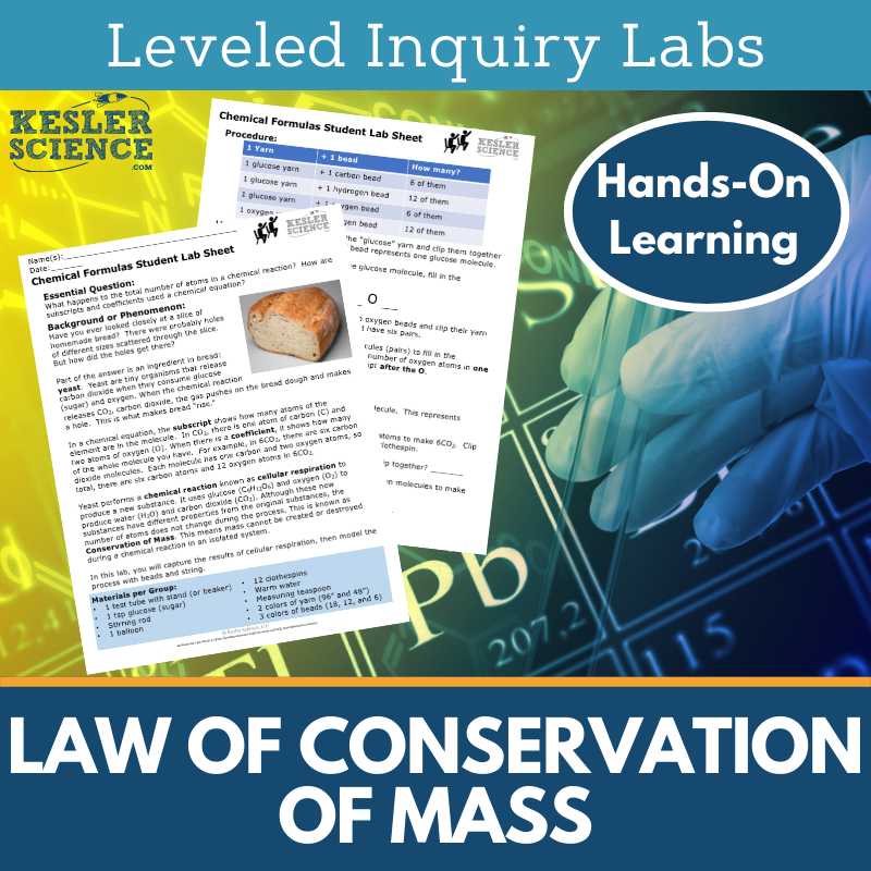 Law of Conservation of Mass Inquiry Lab - NGSS MS PS1-5, TEKS 6-8