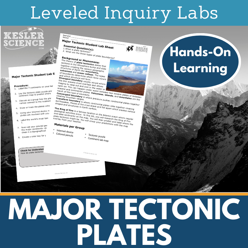 Major Tectonic Plates Inquiry Lab - MS 6-8 Science TEKS